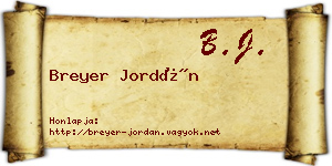 Breyer Jordán névjegykártya